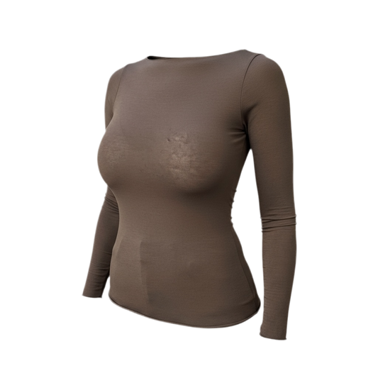 Top moulant en cachemire chocolat