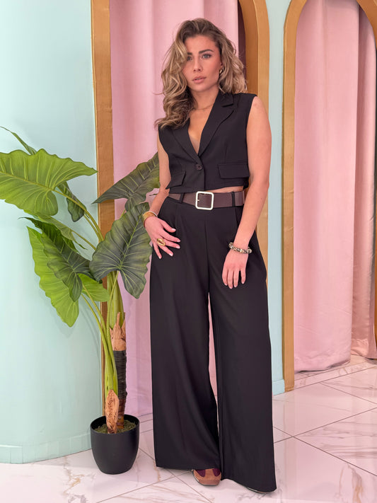 Pantalon palazzo fluide – noir