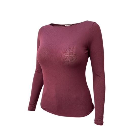 Top moulant en cachemire bordeaux