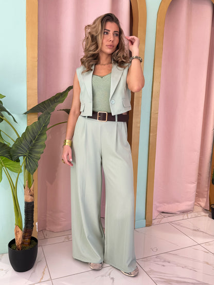 Pantalon palazzo fluide – mint