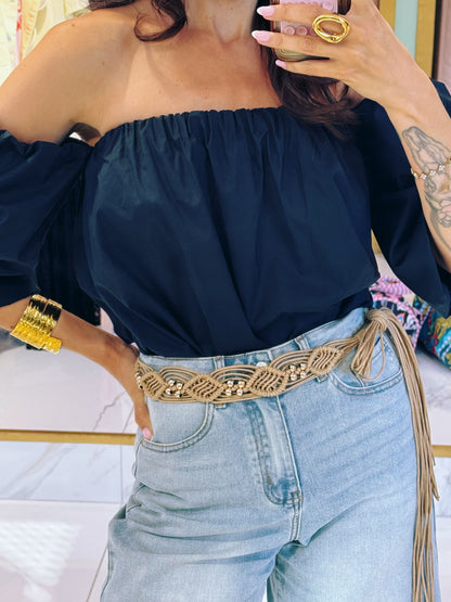Ceinture western beige foncé