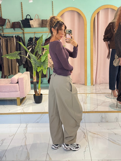 Pantalon à plis coupe baloon oversize - beige taupe