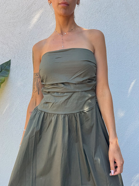 🌿 Robe Longue Bandeau – kaki
