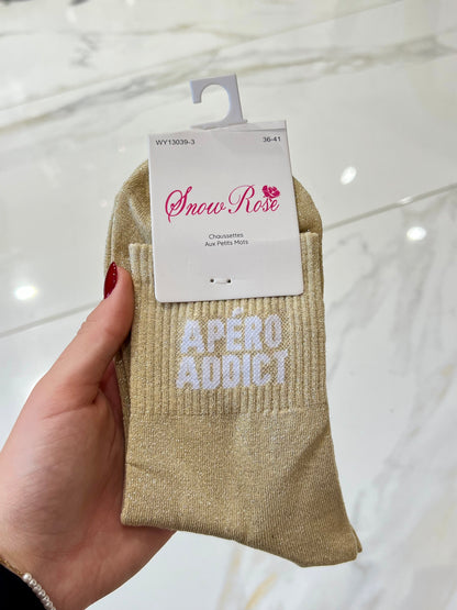 Chaussettes pailletées - message apéro addict