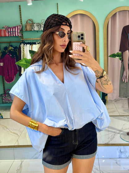 Chemise maxi oversize sans manches - bleu ciel