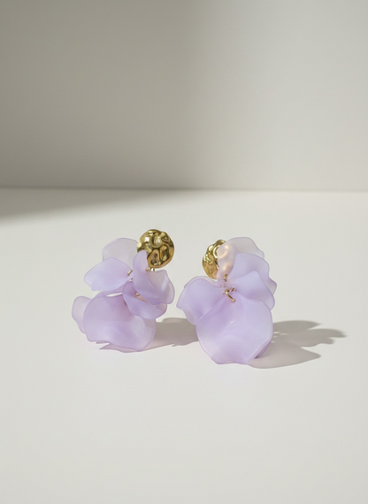 Boucles d’oreilles fleur résine - Lila