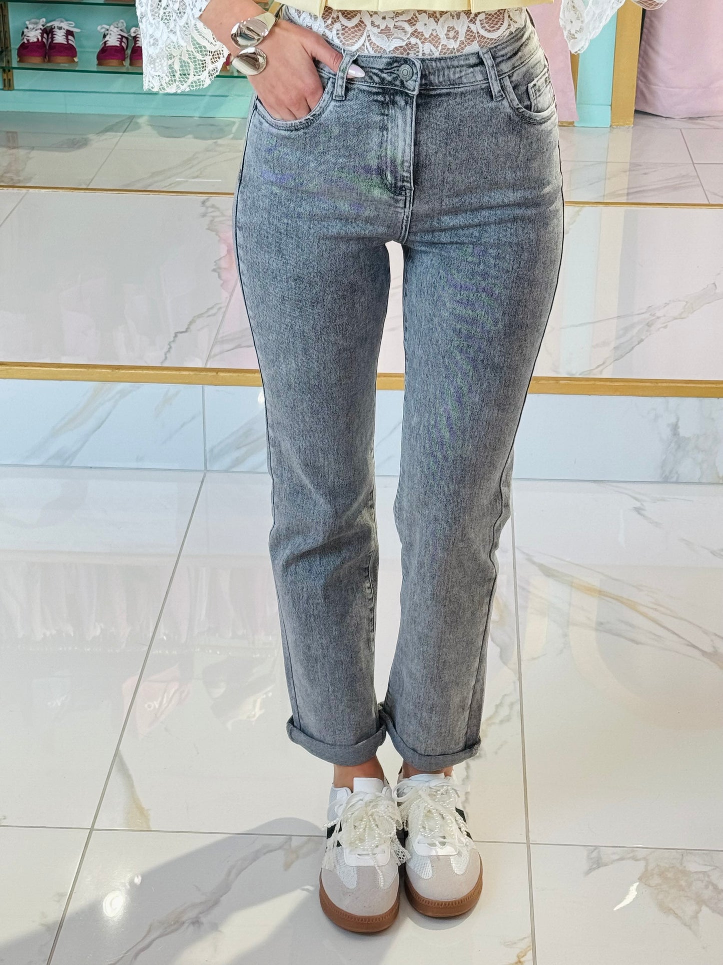 Jean straight gris chiné - stretch & confort