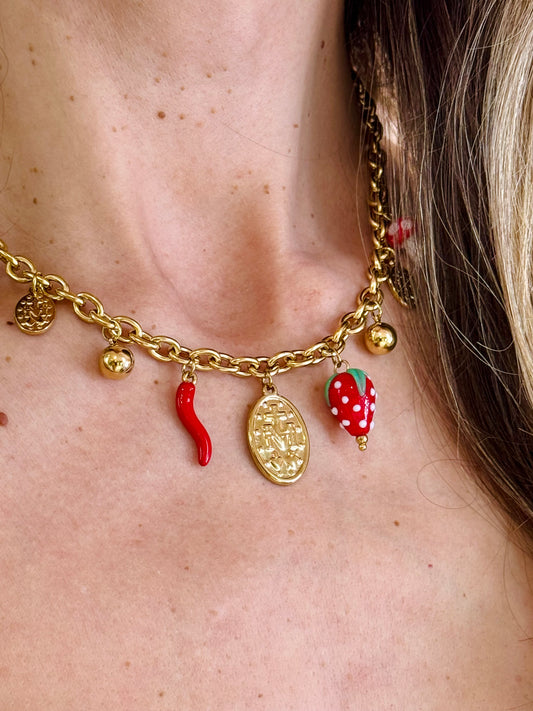 Collier CHARMS piment fraise
