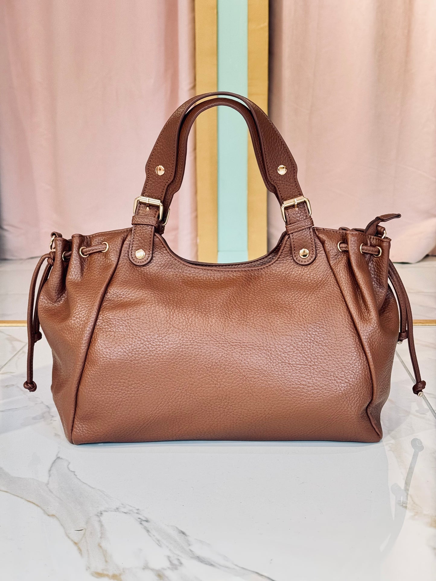 Sac bowling en simili grainé – Grand format – Style intemporel- marron