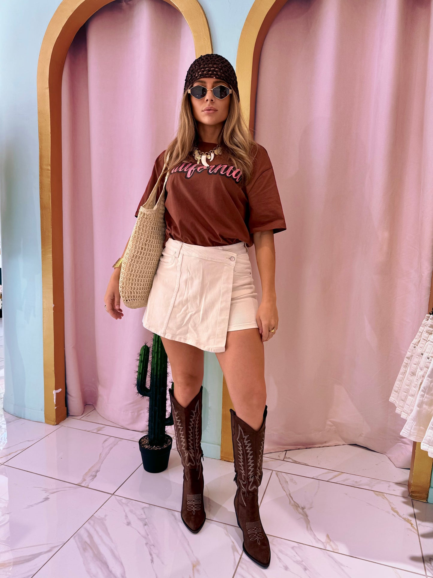 Jupe-short en jean crème- marivy