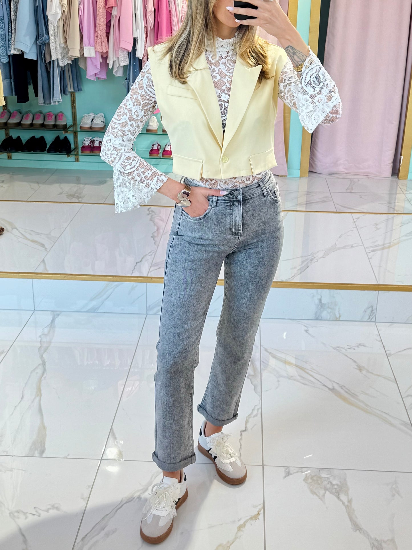 Jean straight gris chiné - stretch & confort
