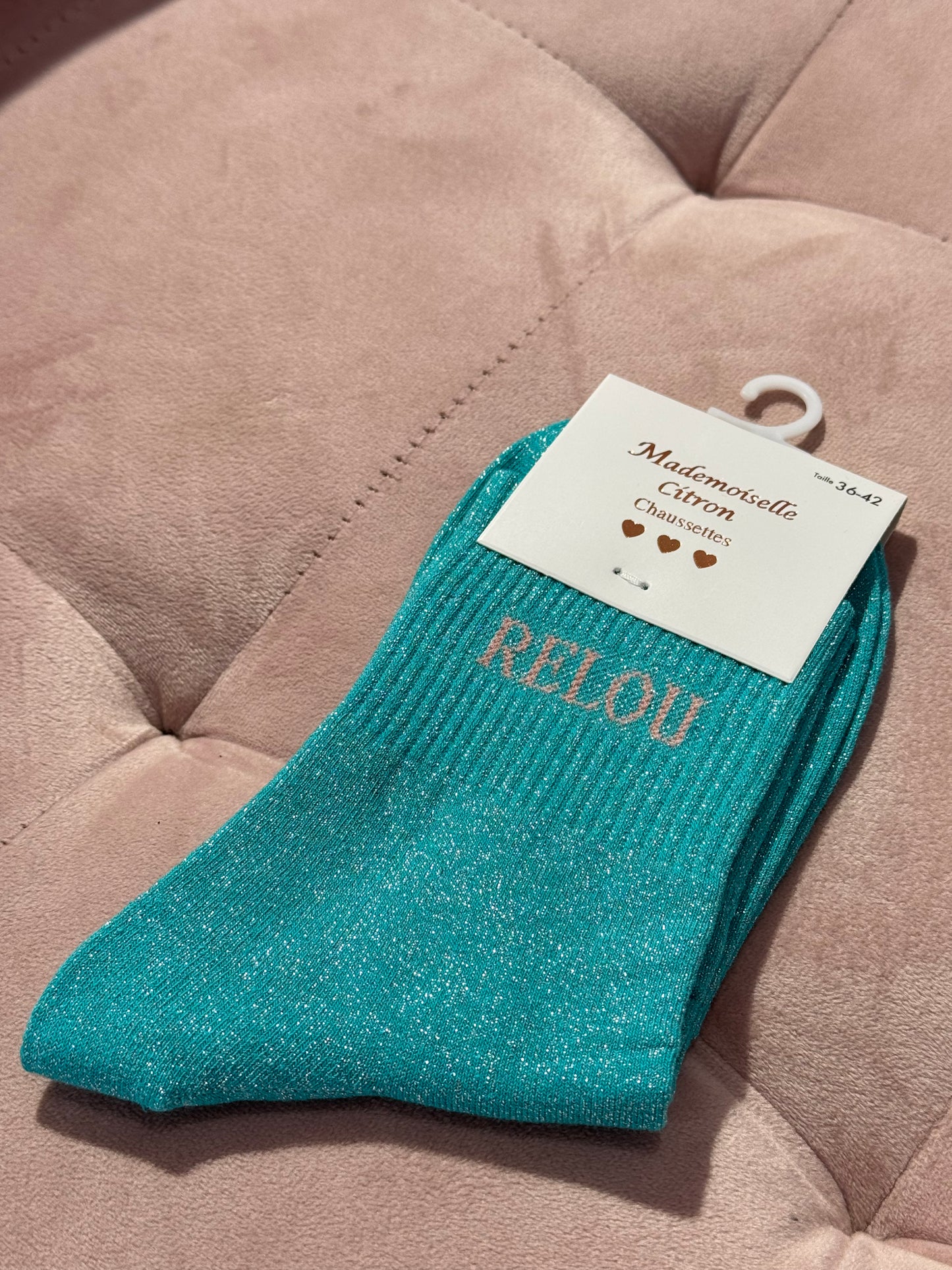 Chaussettes pailletées - message relou