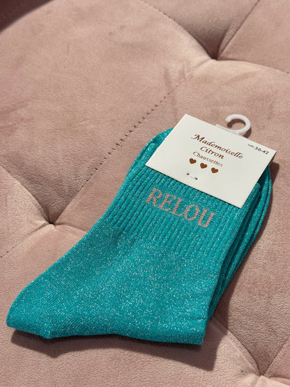 Chaussettes pailletées - message relou