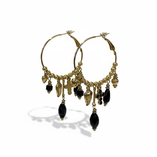 Créoles  pendentifs noires believe