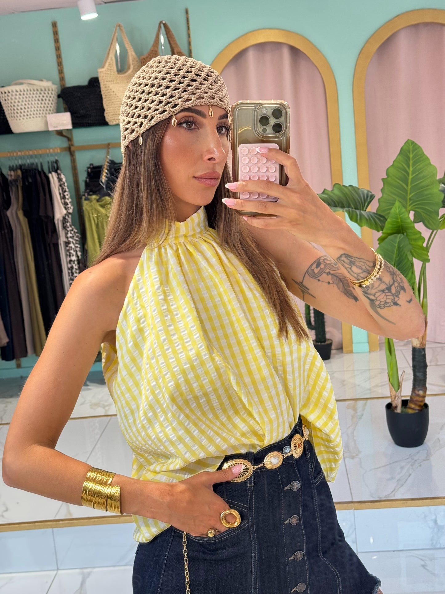 Top Vichy - jaune