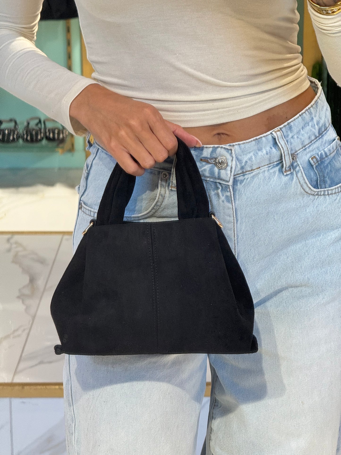 Sac dupe Pauline facon nubuck - noir