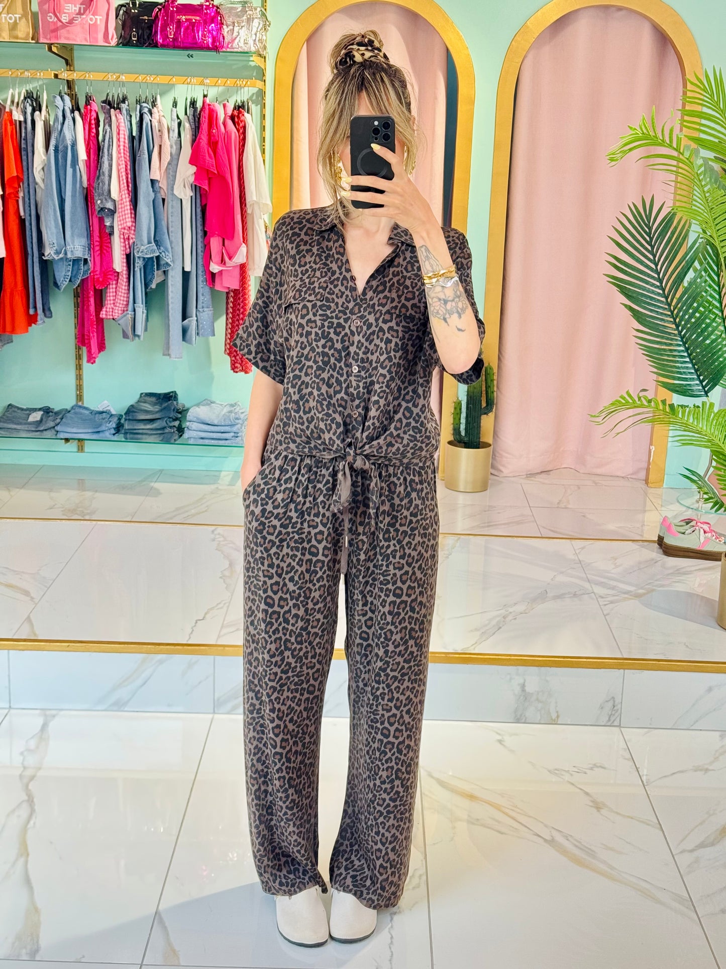 Pantalon ample léopard