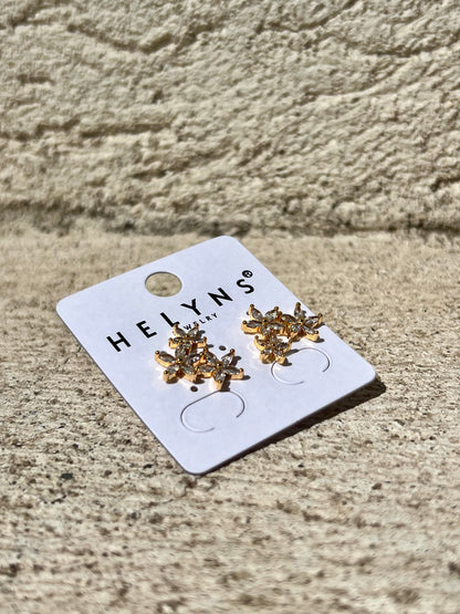 Boucle d’oreille trio de fleurs( coloris or ou argent )