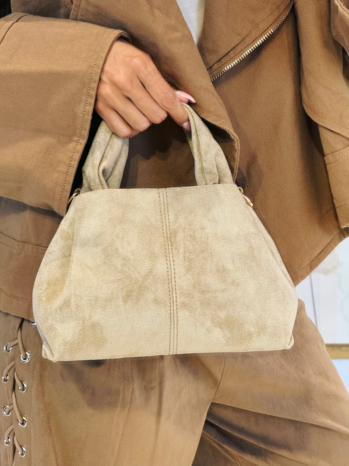 Sac dupe Pauline facon nubuck - beige