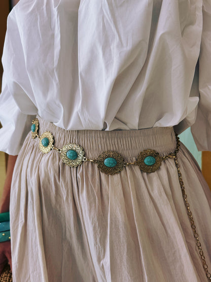 Ceinture chaîne bohème turquoise