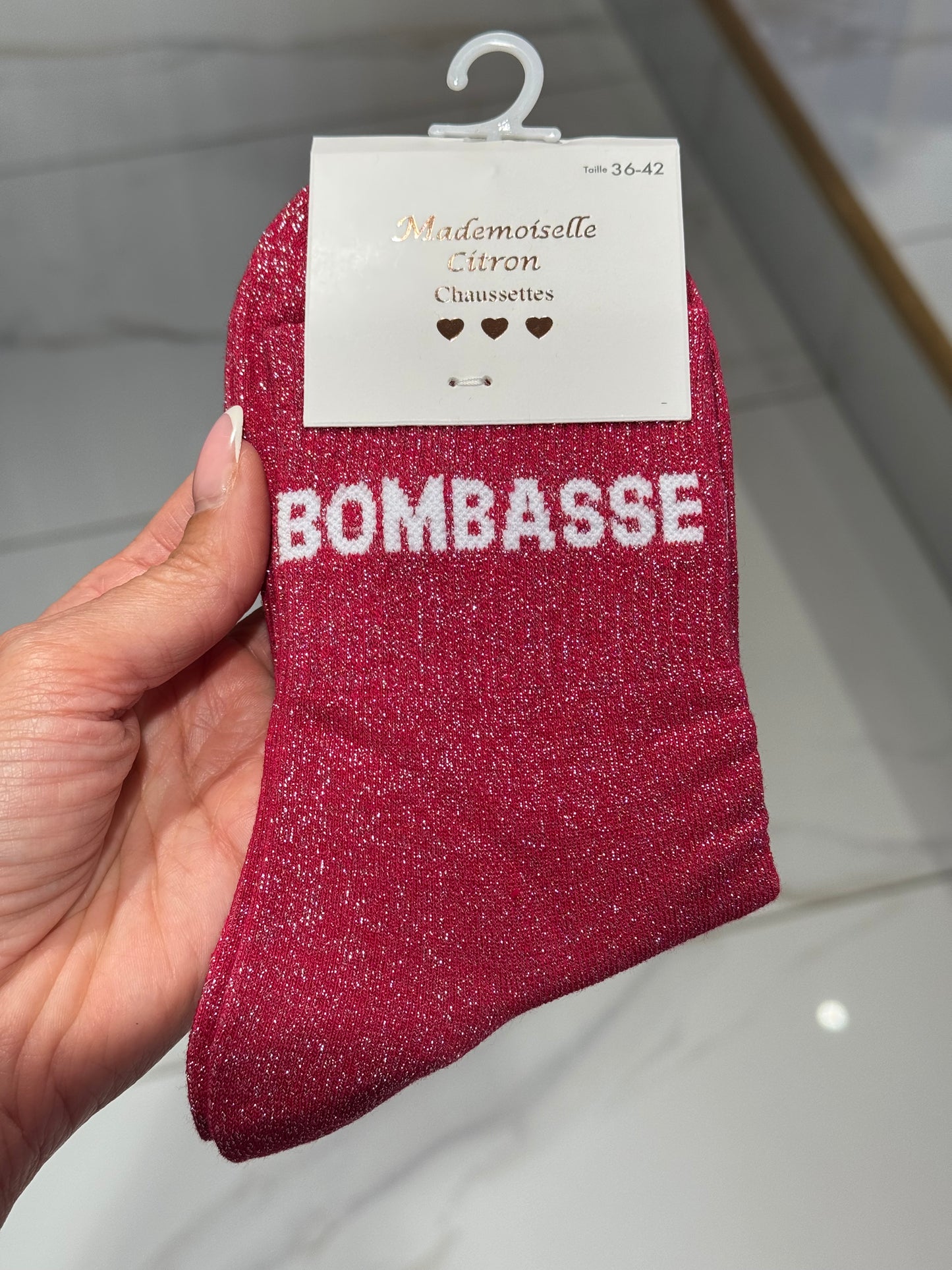 Chaussettes pailletées - message bombasse