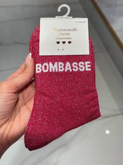 Chaussettes pailletées - message bombasse