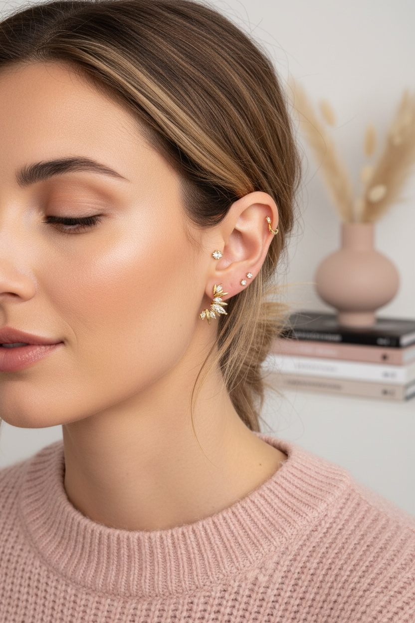 Boucle d’oreille roundy éclat de flocon or