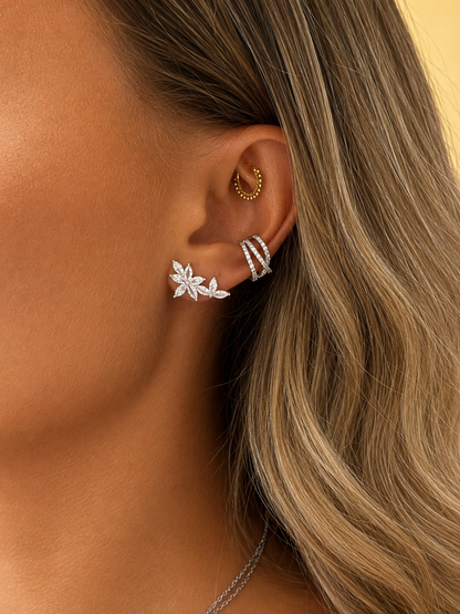 Bague d’oreille croisé & barre strass