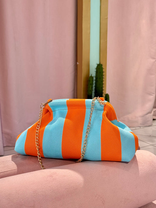 Pochette bleu et orange