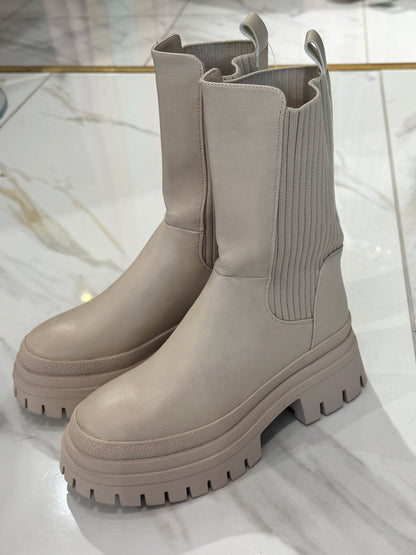 Bottines chunky beige