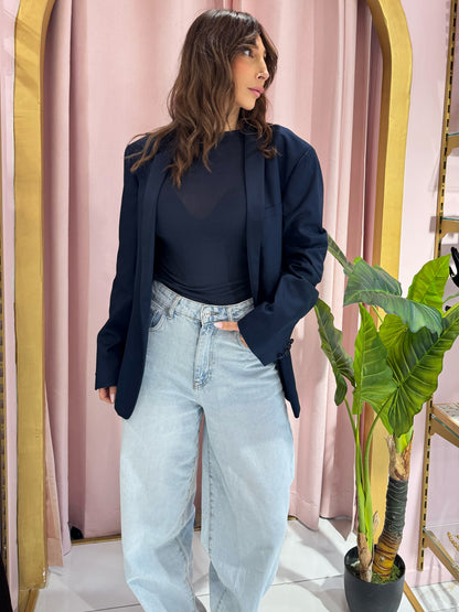 Top moulant en cachemire bleu marine