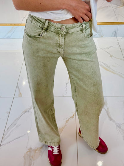 Jean wide leg kaki chiné