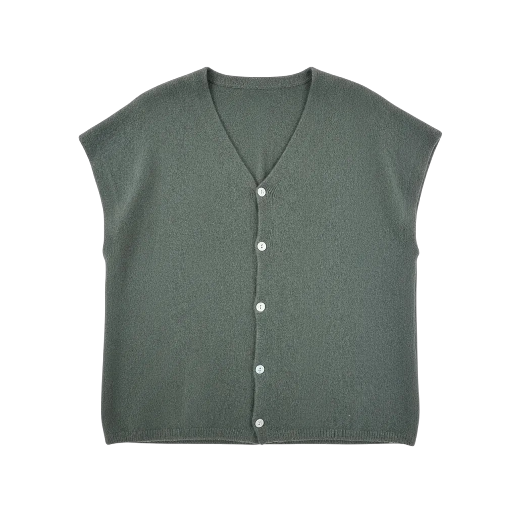 Gilet en maille sans manches – Loose & réversible kaki