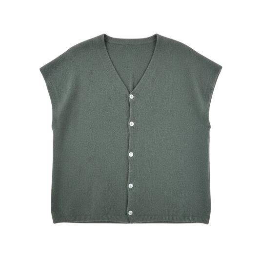 Gilet en maille sans manches – Loose & réversible kaki