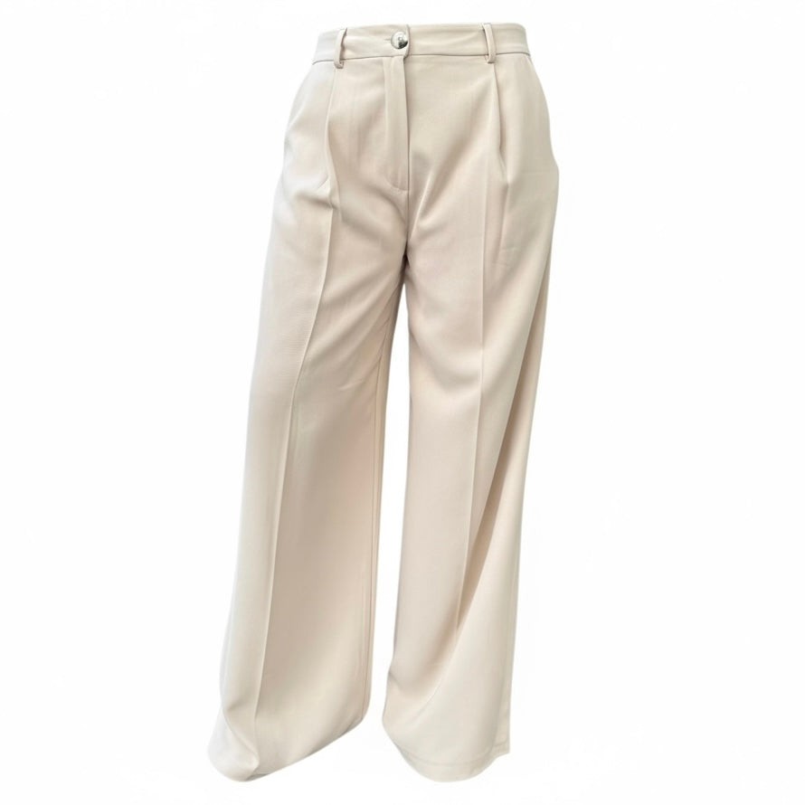 Pantalon tailleur coupe palazzo beige