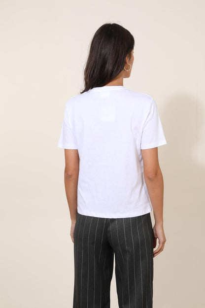 T-shirt basique en coton épais, col rond blanc