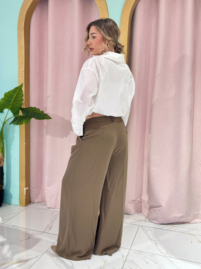 Chemise cropped bouffante Monaco blanche