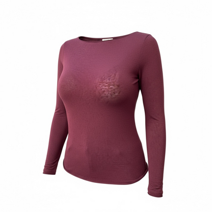 Top moulant en cachemire bordeaux