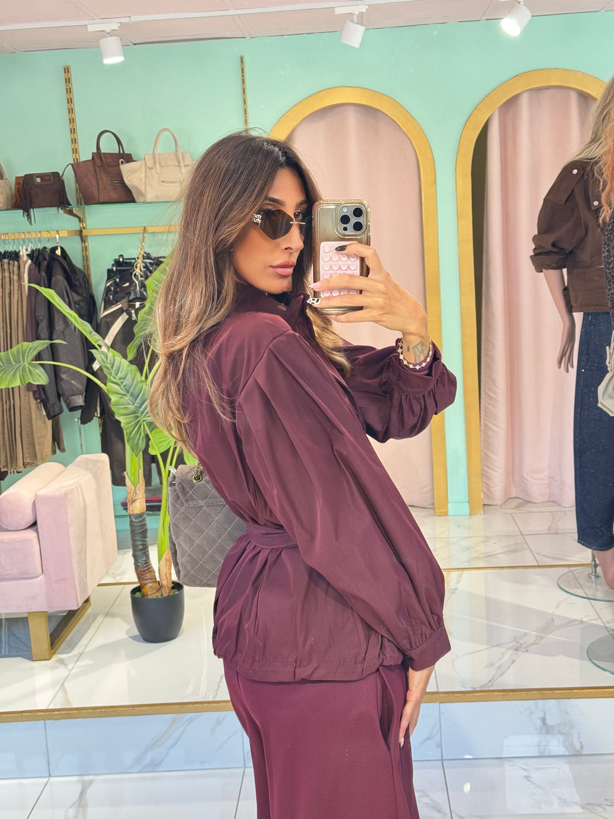 Veste légère déperlante – Coupe loose bordeaux