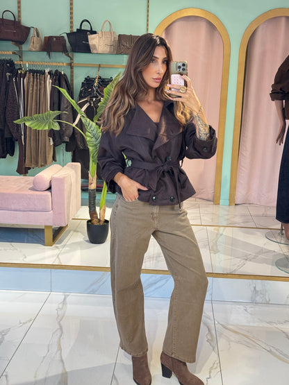 Jean Marivy beige sable coupe baloon fit