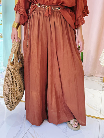 Pantalon jupe oversize - terracota