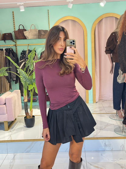 Top moulant en cachemire bordeaux