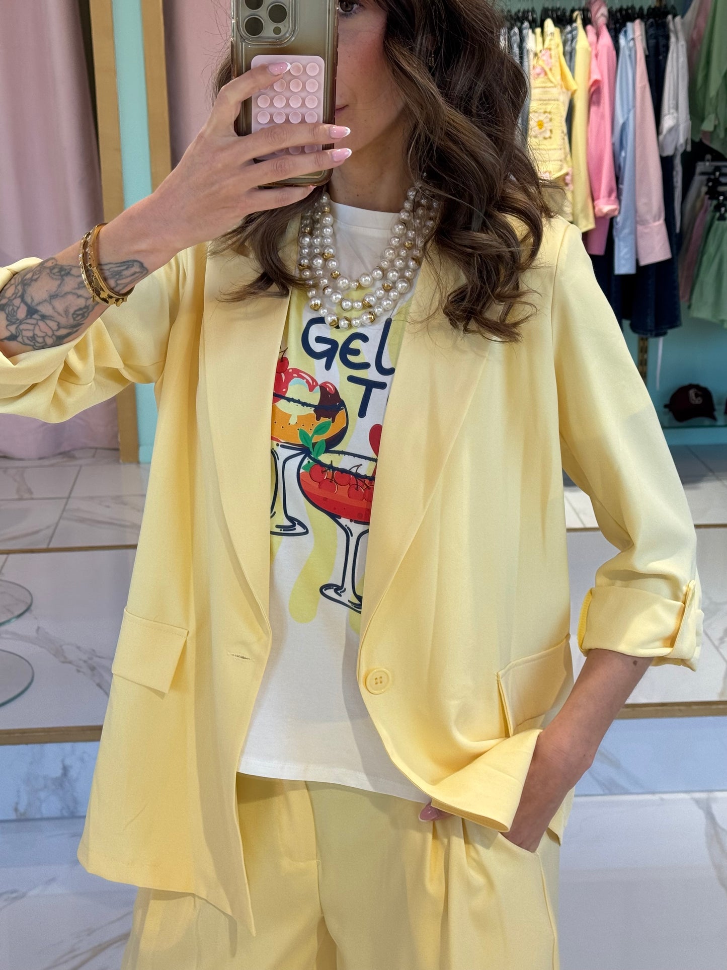 Ensemble Tailleur Fluide Printemps – jaune