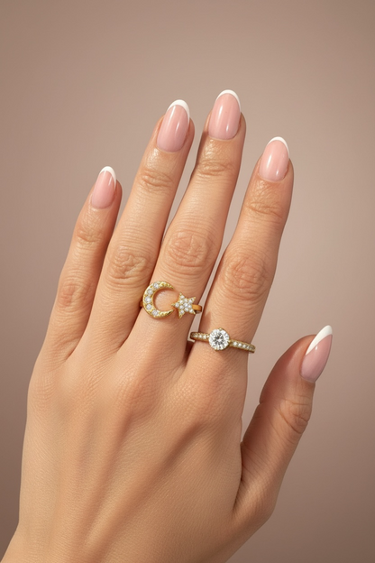 Bague lune & étoile