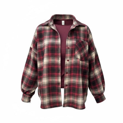 Chemise à carreaux bordeaux