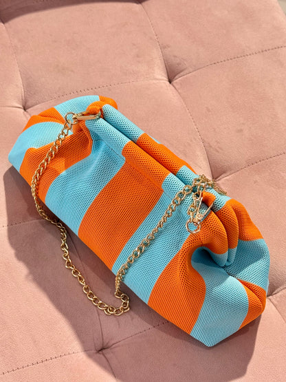 Pochette bleu et orange