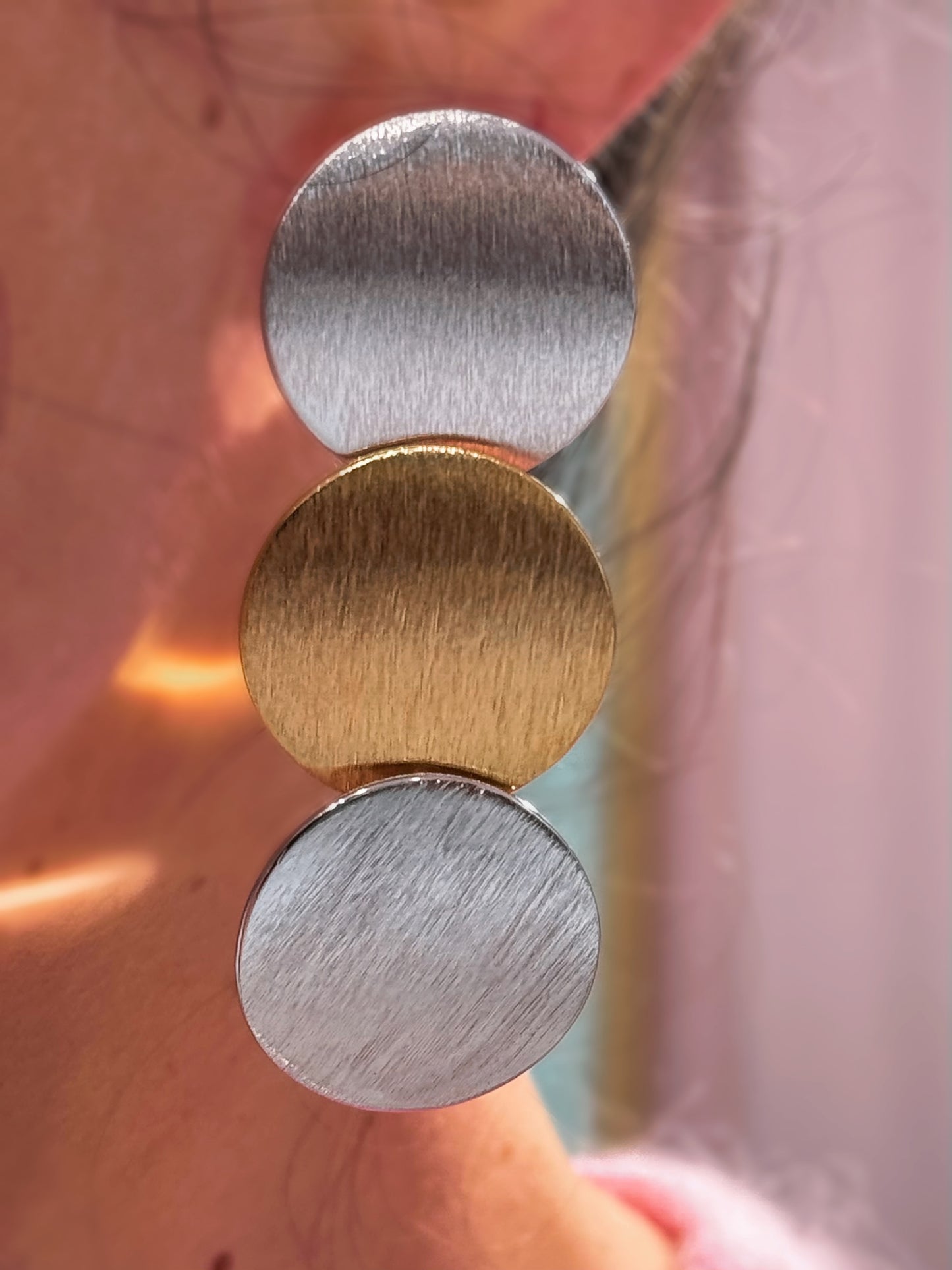 Boucle d’oreille trio de ronds bicolores