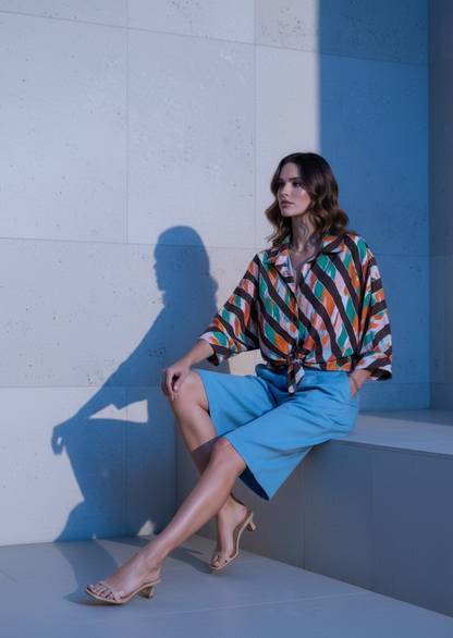 Chemise Oversize à motifs - chocolat