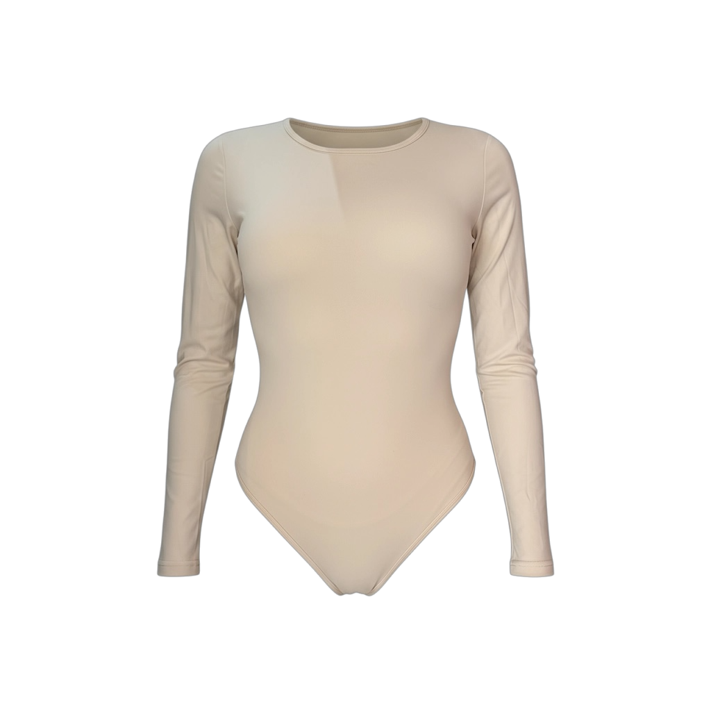 Body stretch & gainant à manches longues beige