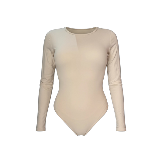 Body stretch & gainant à manches longues beige